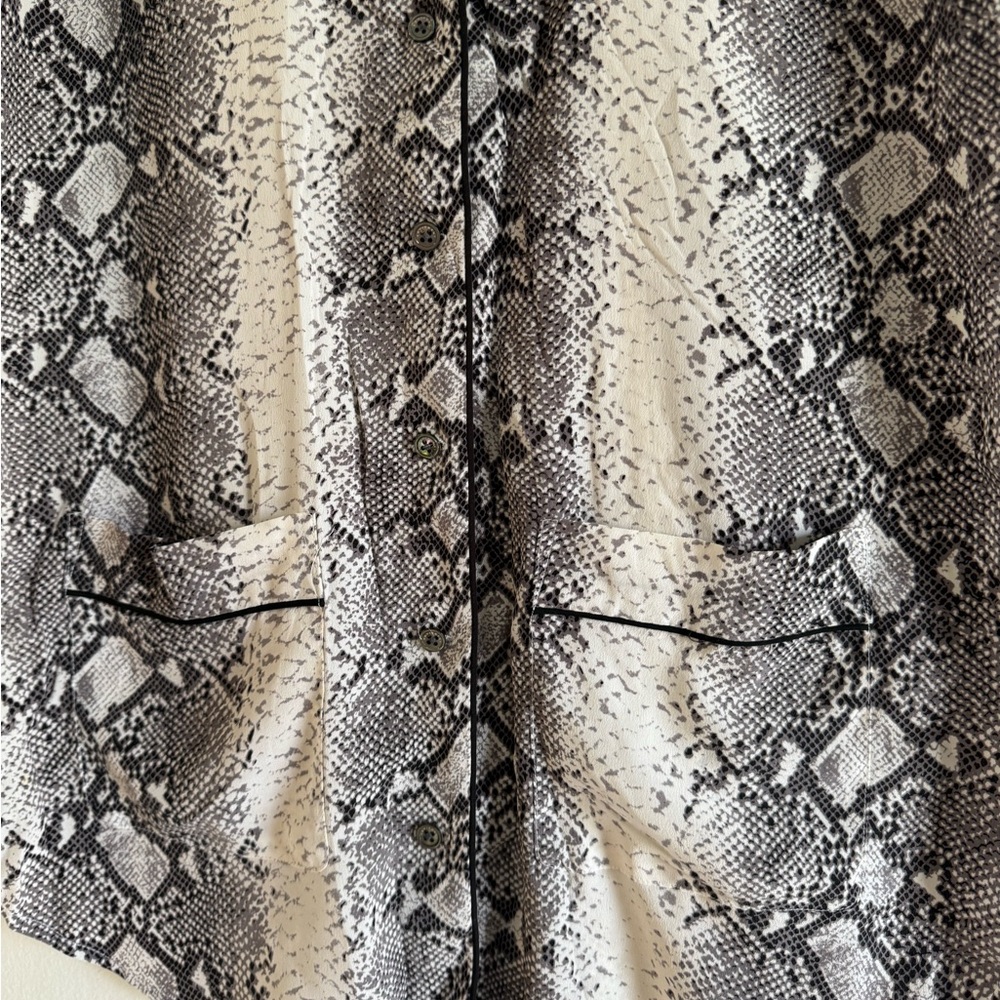 Equipment Silk Snake Python Print Button Down Dre… - image 3